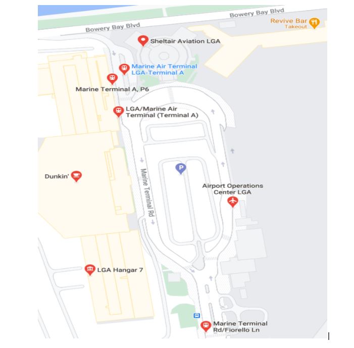 LaGuardia Airport terminal map updated for 2025 showing Terminals A, B, and C with airline assignments, parking, and VIP pickup areas
